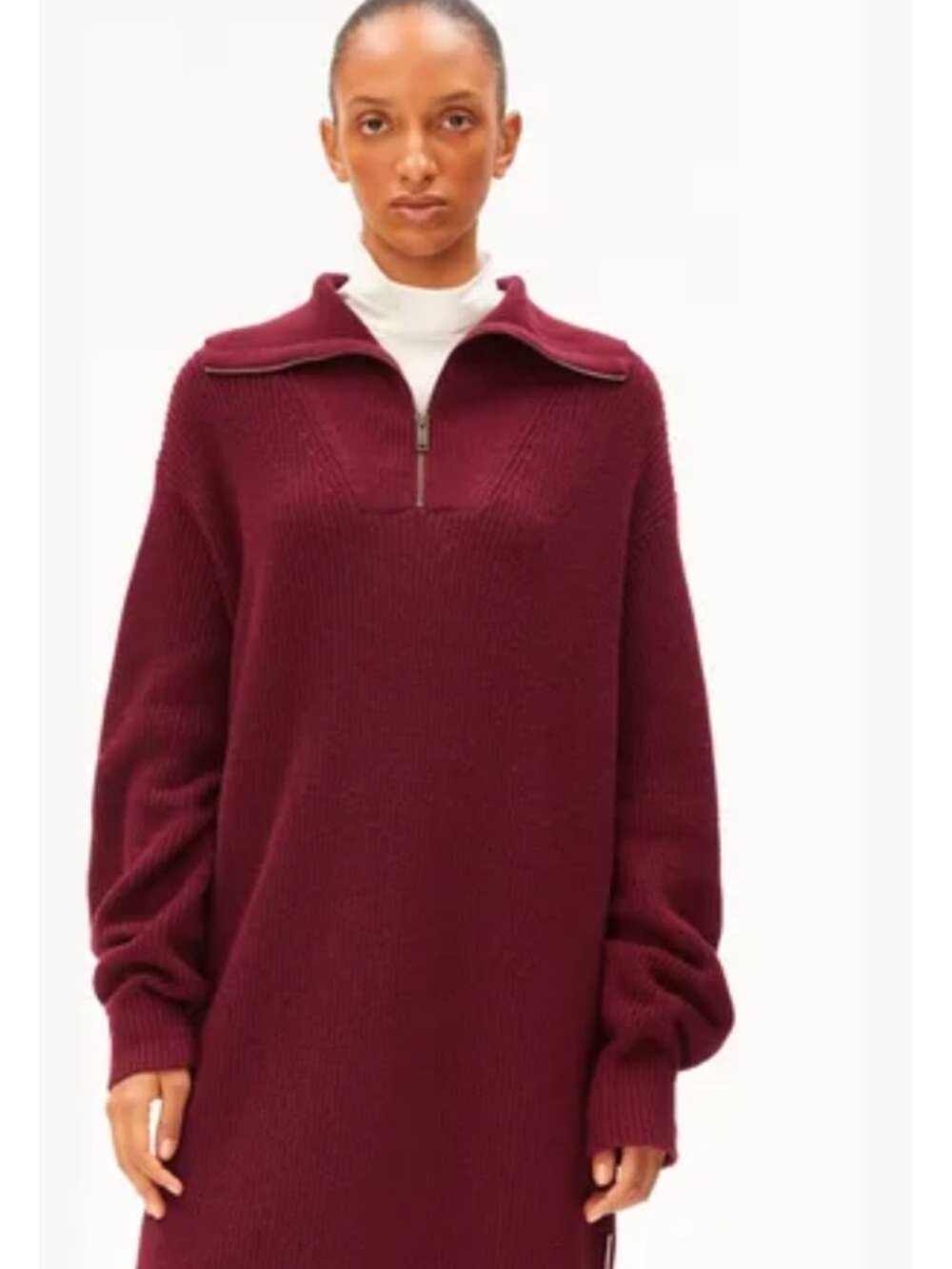Joe Fresh Half Zip Burgundy Pullover Turtleneck Long Sleeves Sweater
